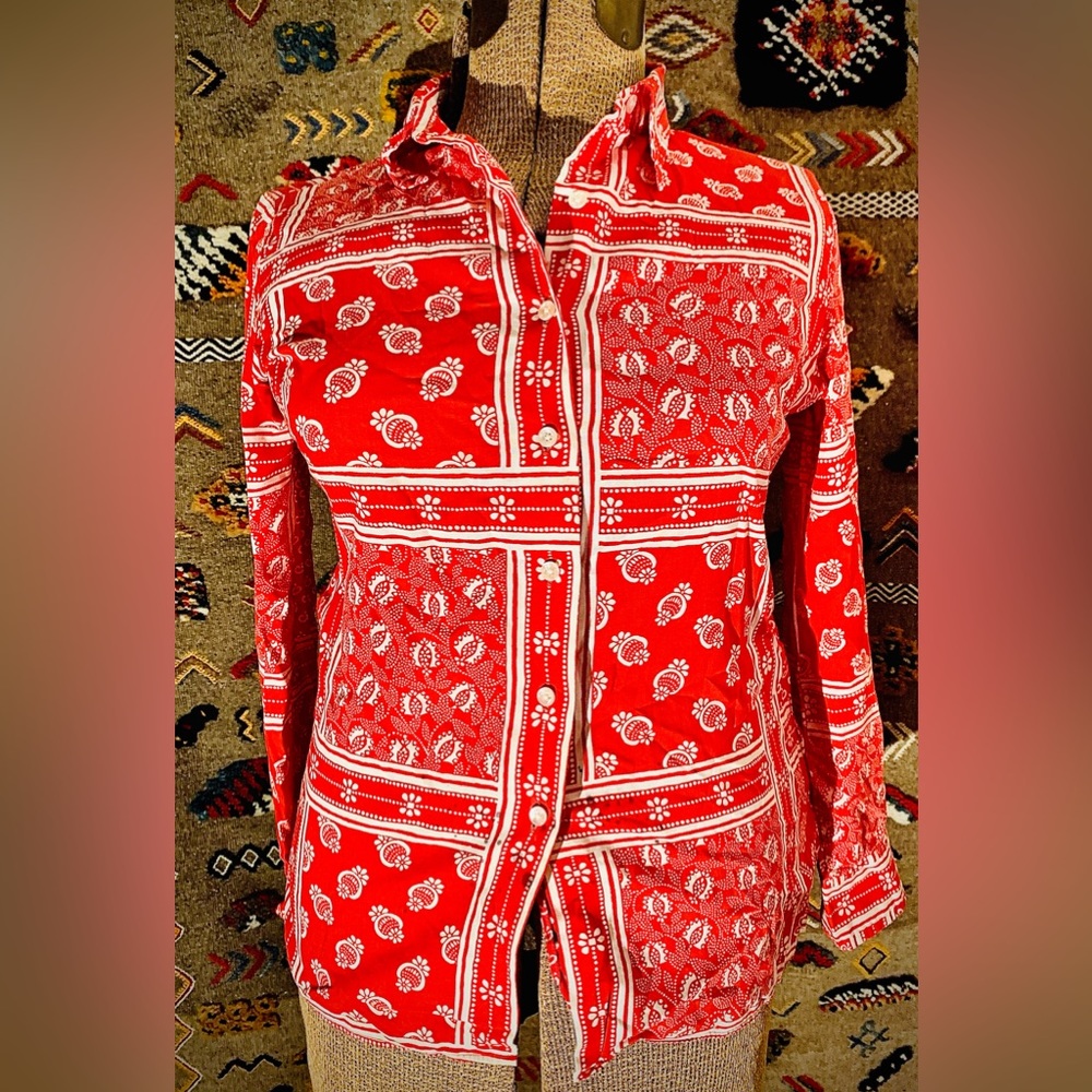 Vintage Bandana (ish) Ladies Button-Down Top